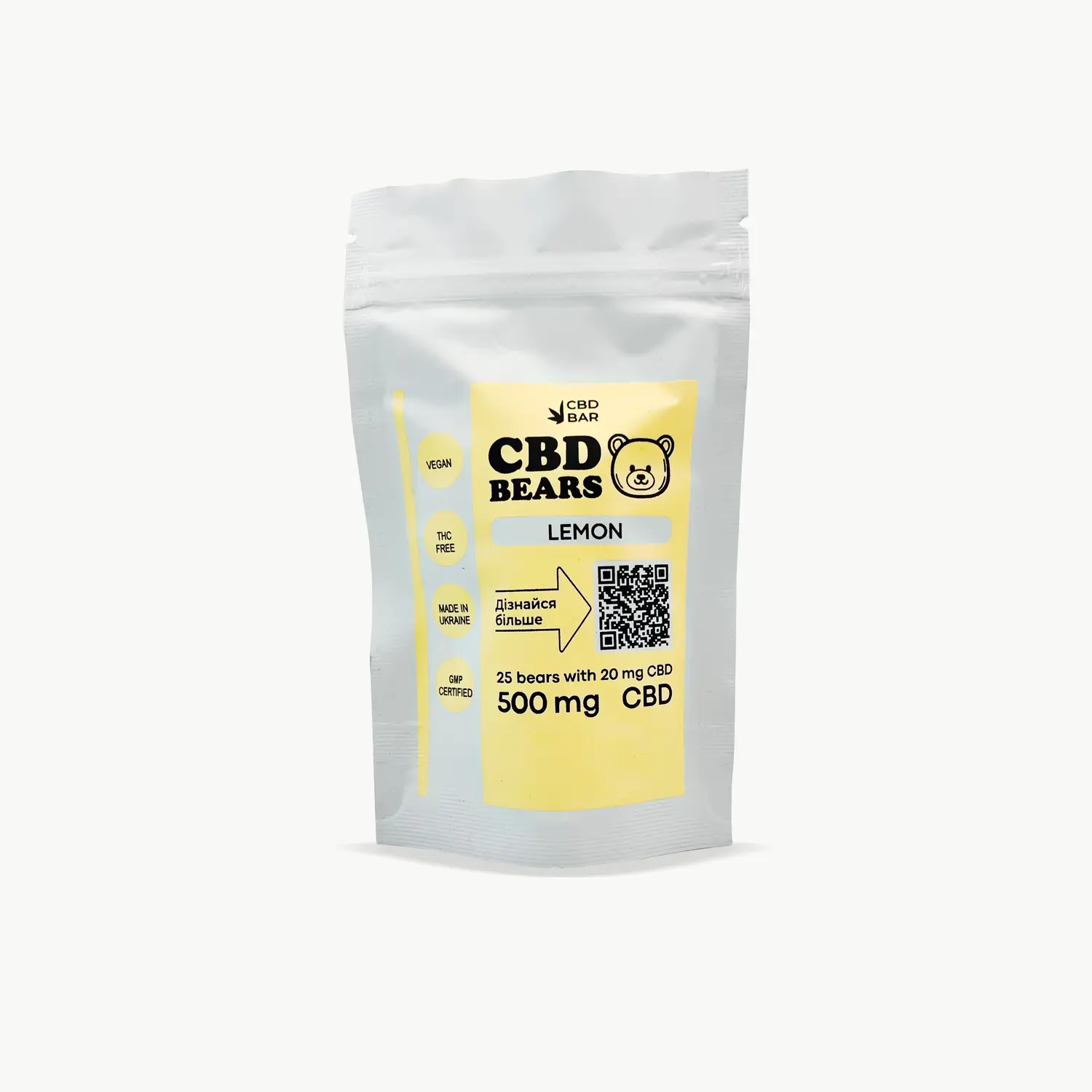 Желейні CBD ведмедики зі смаком лимону 500мг 40 г CBD Vegan