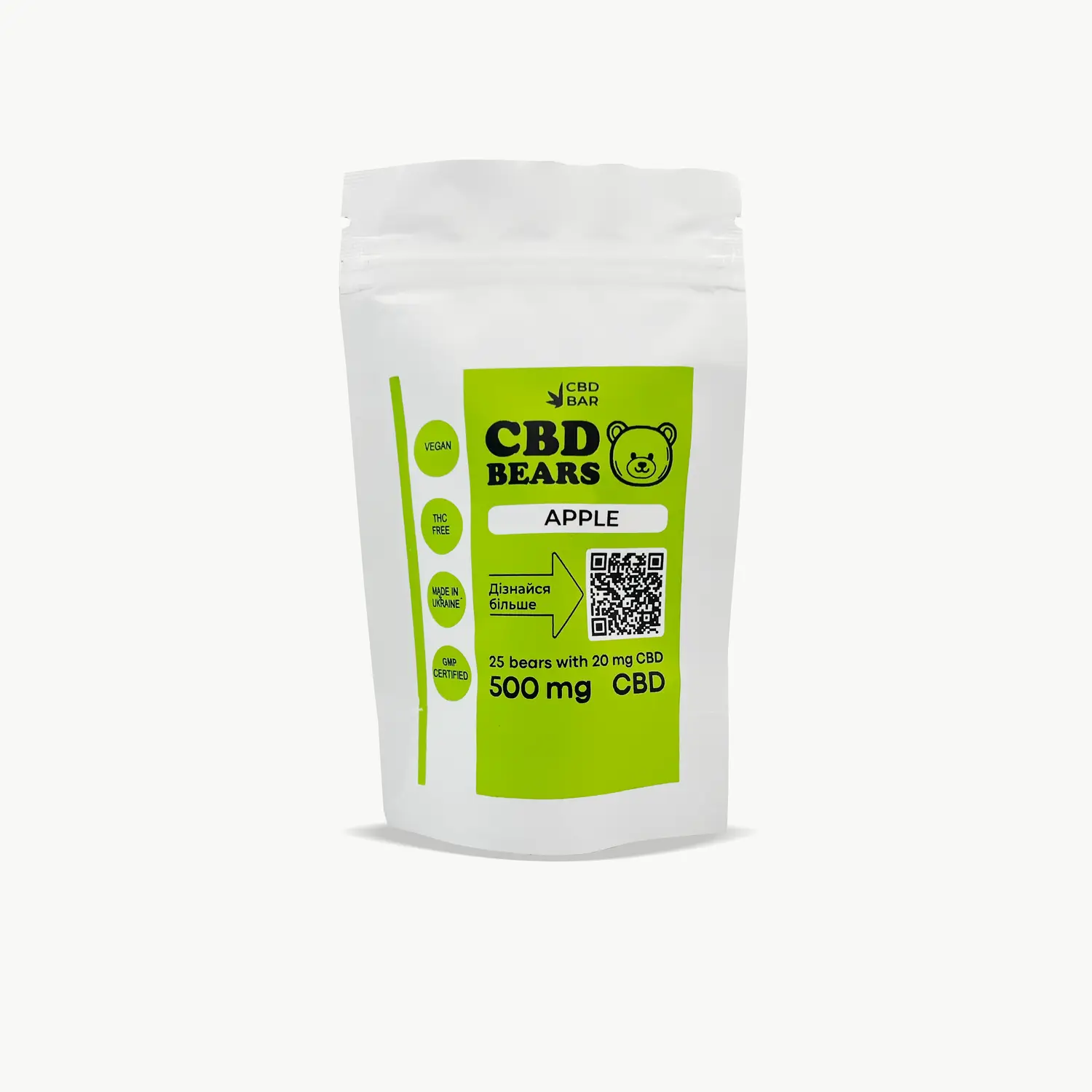 Желейні CBD ведмедики зі смаком яблука 500мг 40 г CBD Vegan